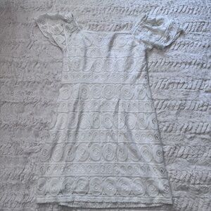 Signature Robbie Bee White Lace Dress Size 12 Petite Square Neck A-Line Easter